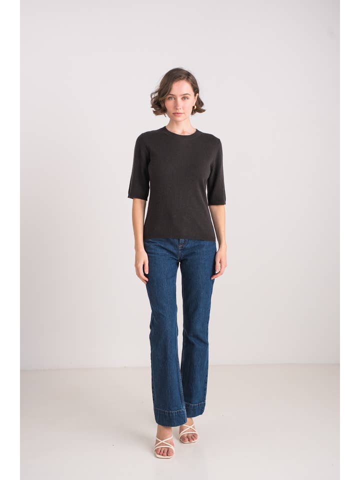 jw.atelier - Wholesale Knit Sweater - Women's - 100% cashmere round neck elbow-length sleeves sweater11