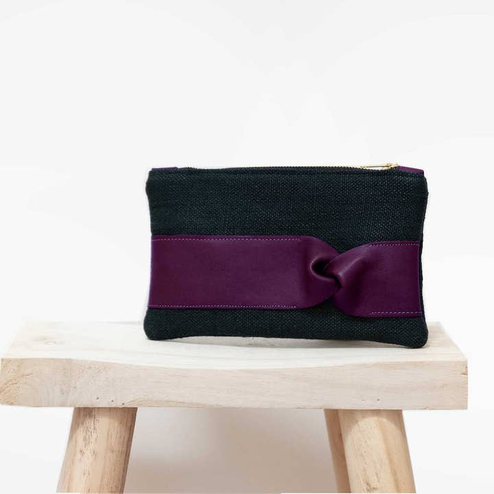 Beutel - schwarzes Hanf-, Fichten-, Mohnblumenleder für den Großhandel von Fossette