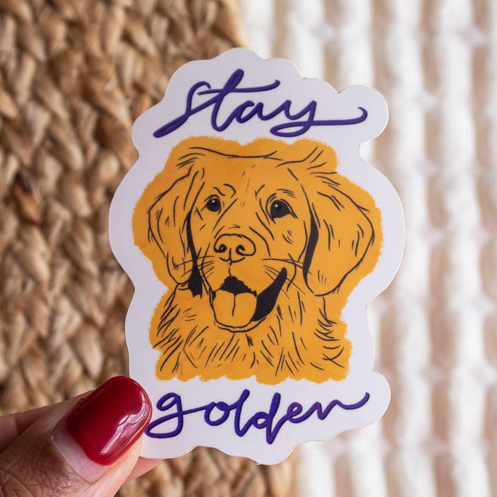 Stay Golden Sticker for wholesale by DeSilva Design Studio
