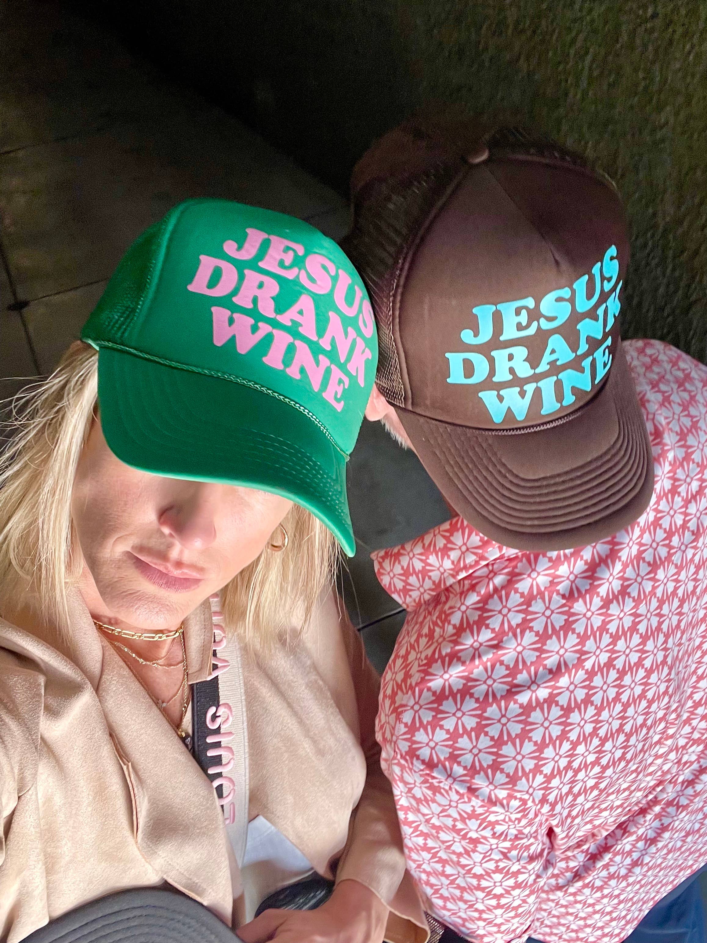 Littlebrightbird - Wholesale Trucker Hat - Women's - Jesus Drank Wine Green Trucker3