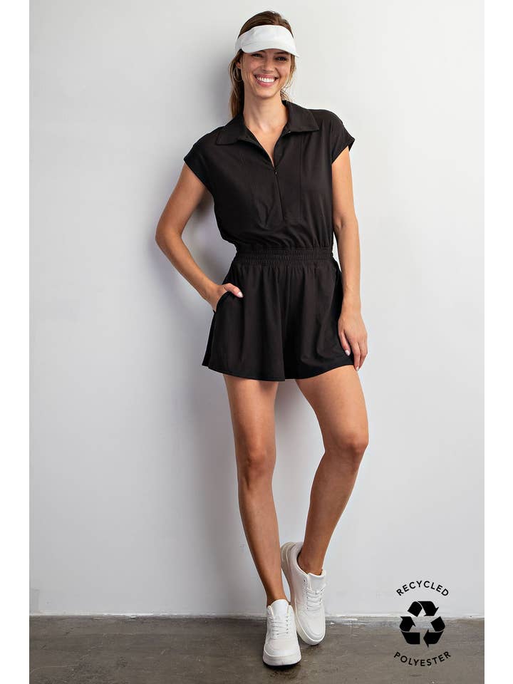 Rae Mode - Wholesale Romper - Women's - BUTTER SHORT SLEEVE QUARTER ZIP ROMPER