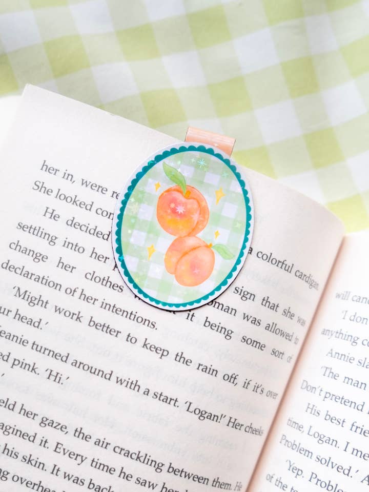 Peach Picnic Magnetic Bookmark for wholesale by Hanstan Studio
