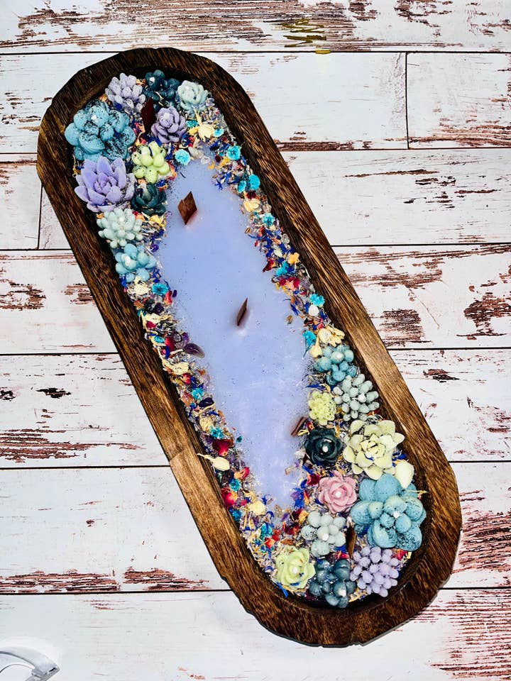 Jardim de Suculentas de Lavanda em Tigela de Massa por atacado de Ethereal Elements CT