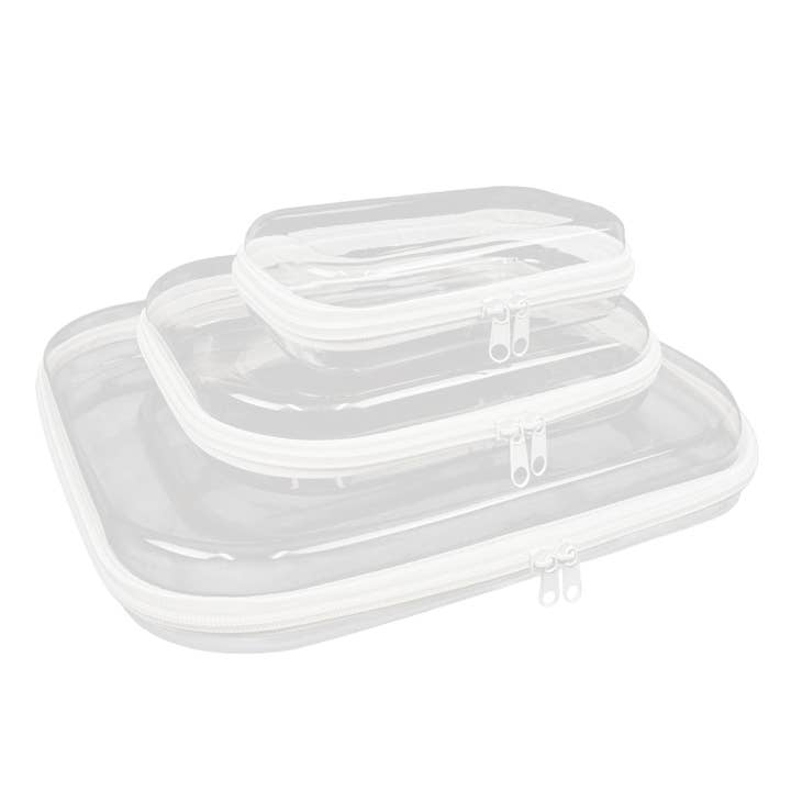 Wrapables Transparent Hard Shell Zipper Case (Set of 3) for wholesale by Wrapables.com