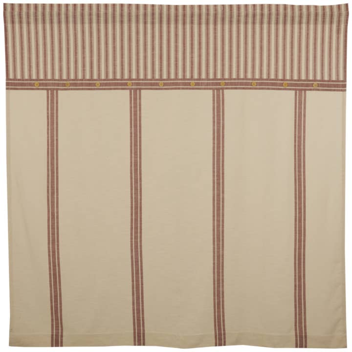 VHC Brands - Wholesale Shower Curtain - Market Place Red Stripe Shower Curtain 72Lx72W