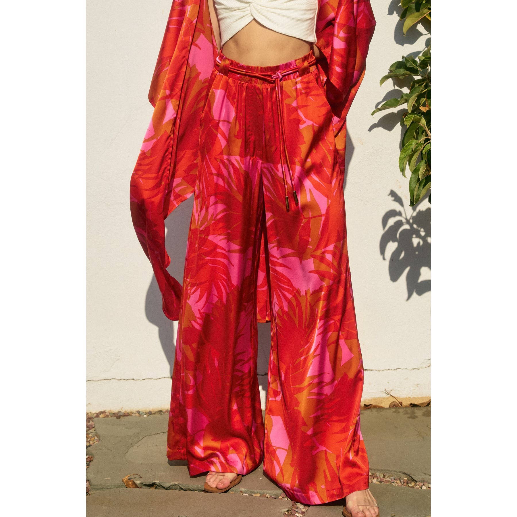 FLAME SCARLET Sunset Lover Looped Belt Pants for wholesale on Faire5