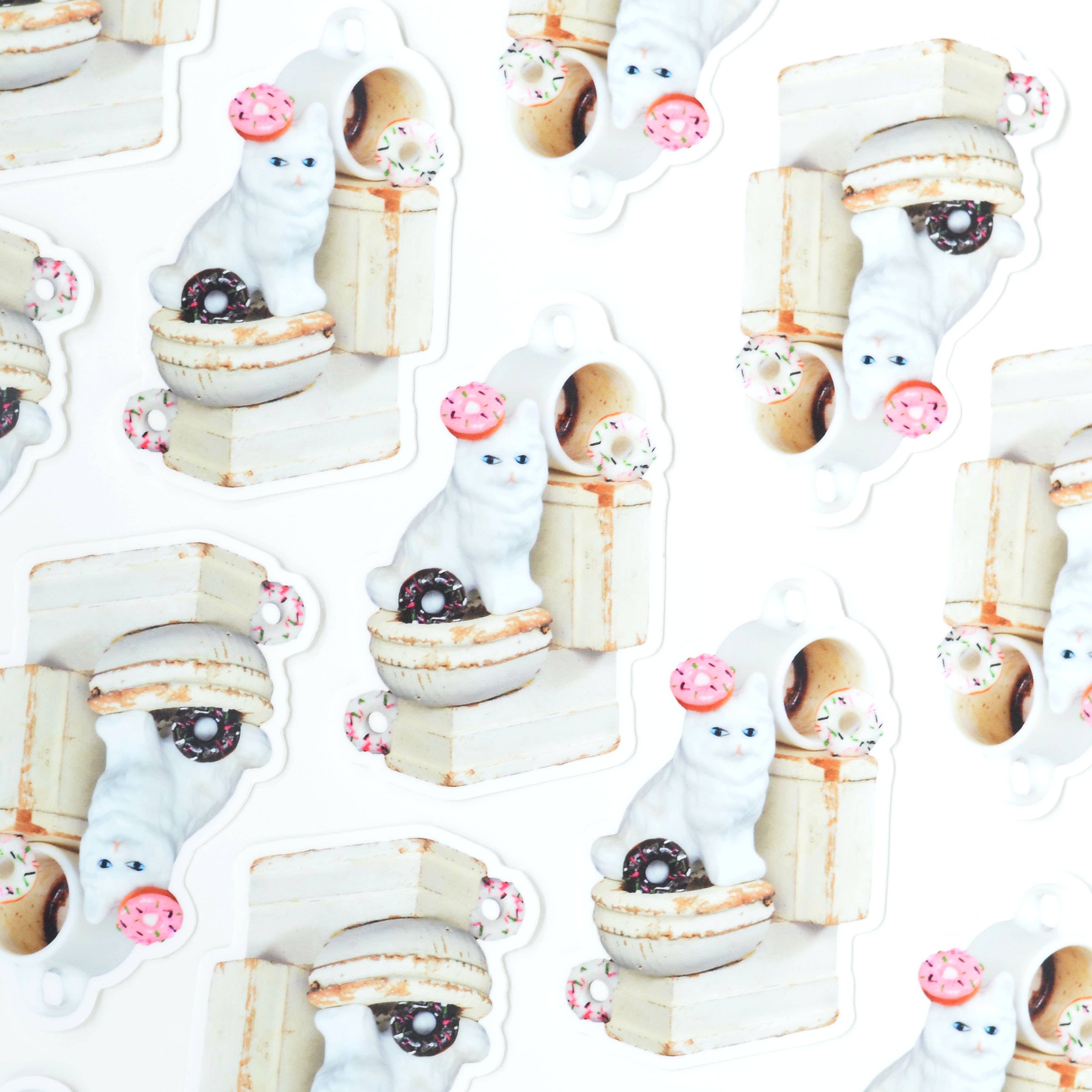 Imaginary Animal - Wholesale Sticker - Coffee + Donuts Toilet Trained Cat | Die Cut Vinyl Sticker2