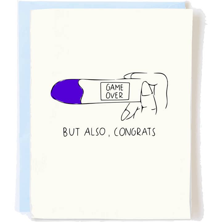Pop + Paper - Wholesale Felicitatie-kaartje - Grappige Zwangerschap Felicitatiekaart - Game Over Baby Humor