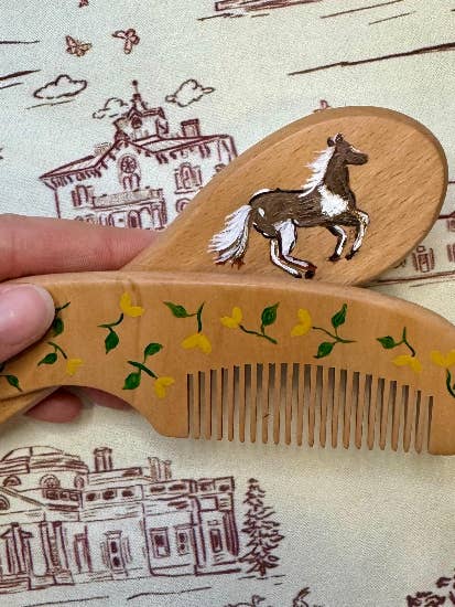 Wooden Baby Hair Brush & Comb Set – Soft Bristle Cradle Cap Brush for Newborns & Infants for wholesale by Studio E Bloom