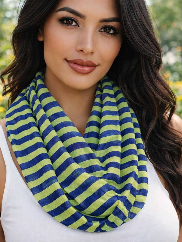 3329 - Striped Summer Infinity Scarves for wholesale by The Magic Scarf Company