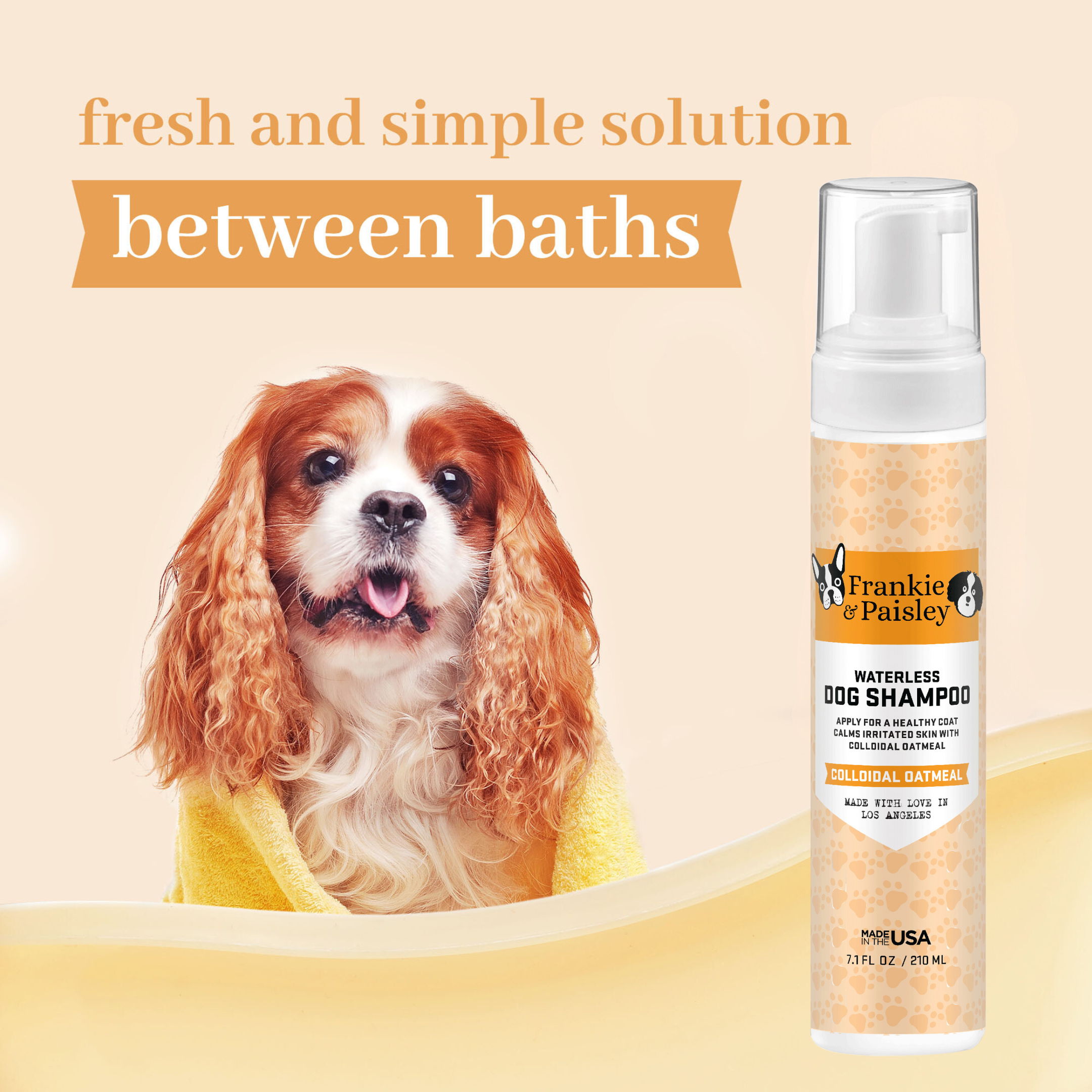 Frankie & Paisley Pet Products - Wholesale Pet Shampoo - Dog - Waterless Foaming Dog Shampoo with Colloidal Oatmeal - 7.1oz5