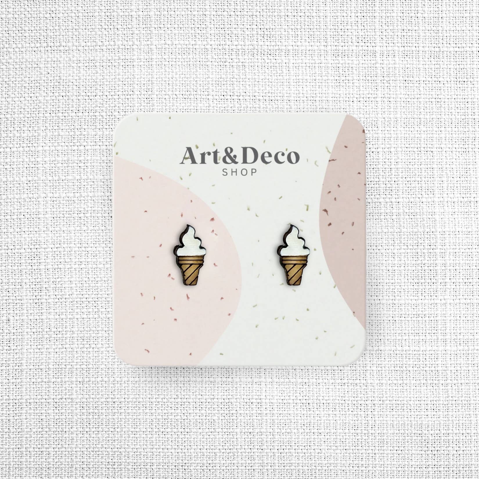 Art and Deco Shop - Wholesale Stud/post earrings - Mini Vanilla Ice Cream Cone Stud Earrings