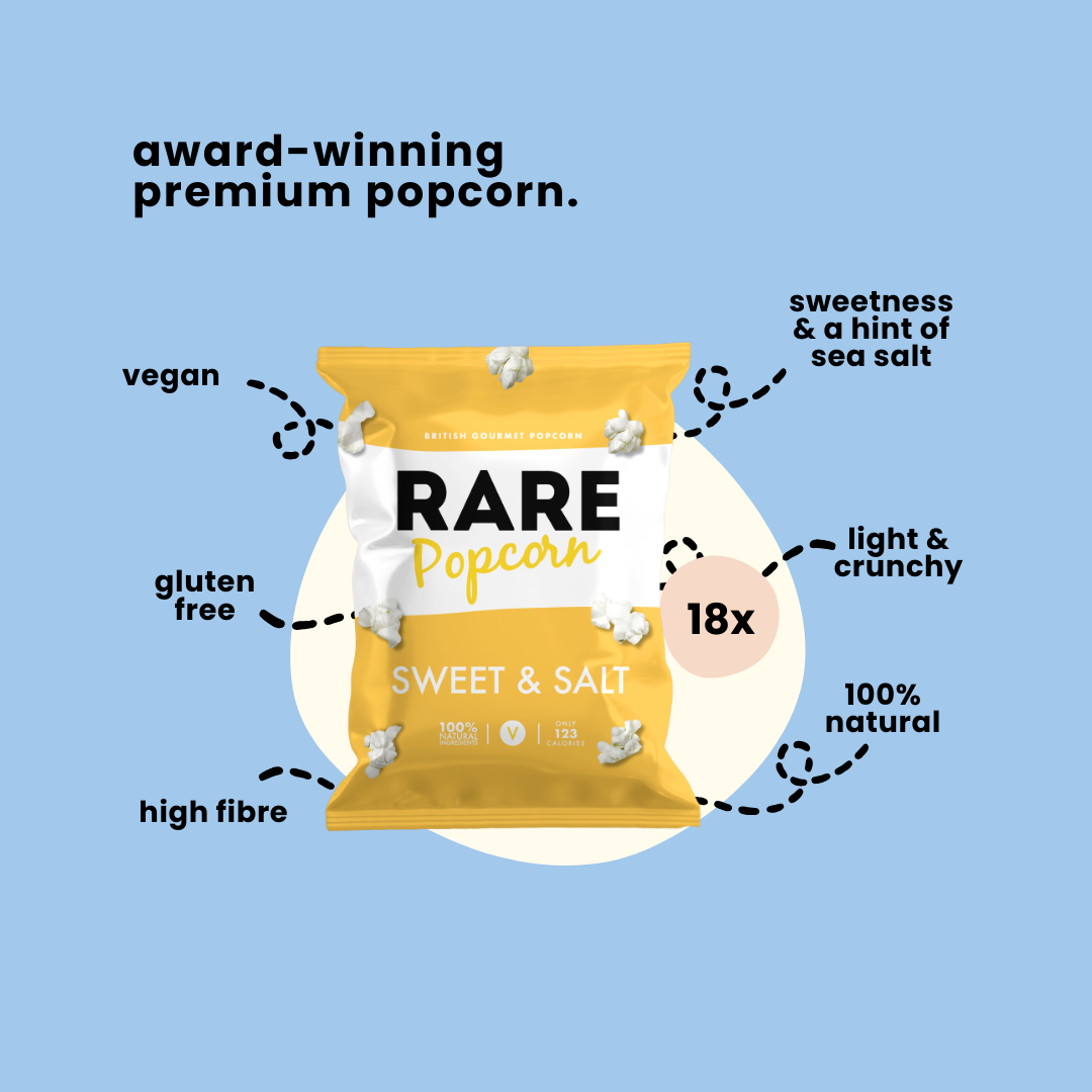 RARE Popcorn – Pipocas por atacado – RARE Pipoca Doce e Salgada Caixa com 18 | Vegana, Natural1