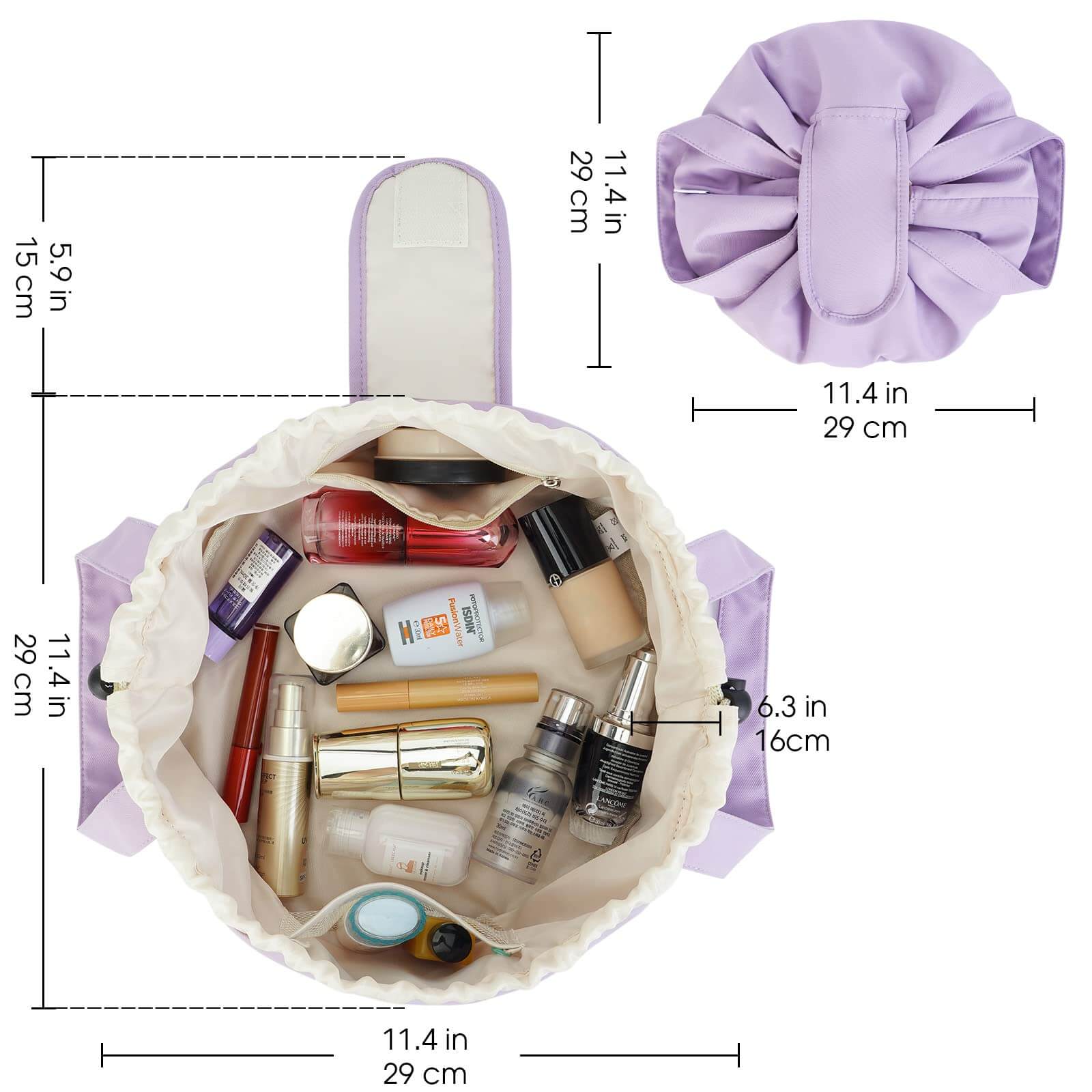 wandf – bolsa de maquilhagem e cosméticos por atacado – Saco de maquilhagem com cordão de barril Bolsas grandes para higiene pessoal cosmética46