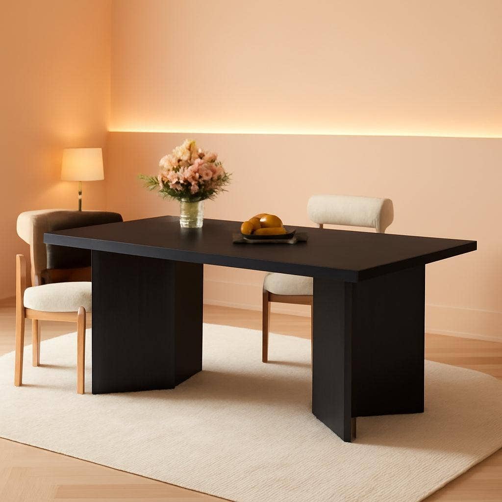 ShipItFurniture - Wholesale Side Table - 63 Inch Black Dining Table With Wood Base Seats 4 To 60