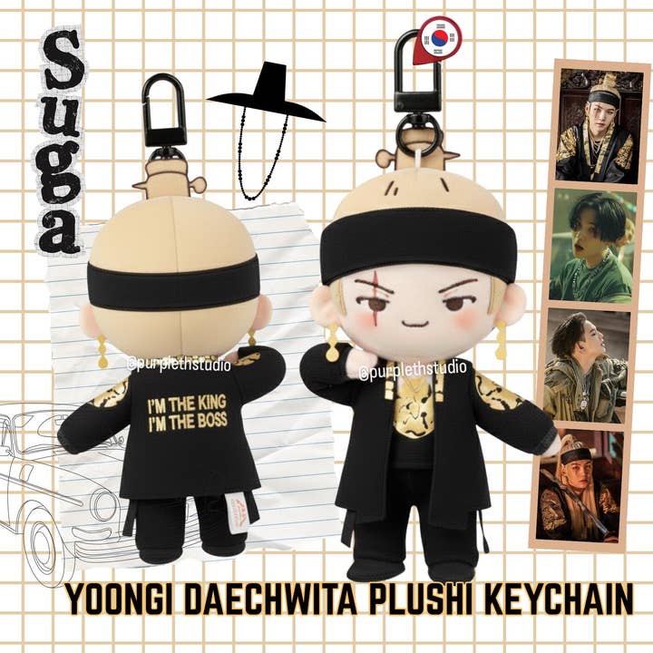 SUGA Daechwita Plushie Keychain for wholesale by Purpleth Studio