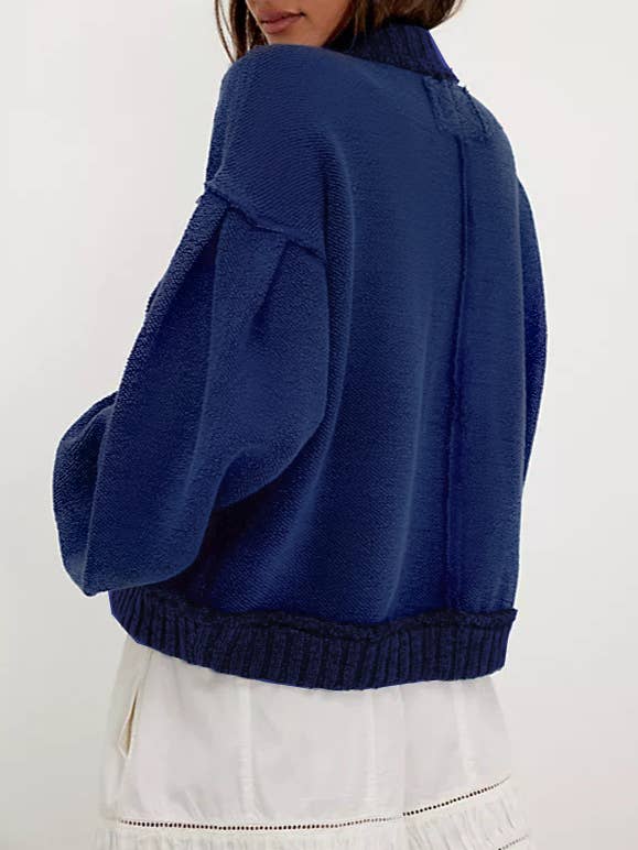 Rosa Clothing - Wholesale Cardigan - Women's - Cozy slouchy boxy drop-shoulder sleeves cardigan5