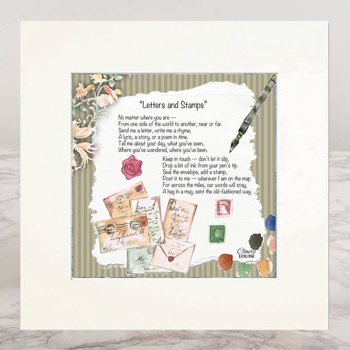 Lettres et Timbres Impression Giclée Montée pour la vente par Claire Louise