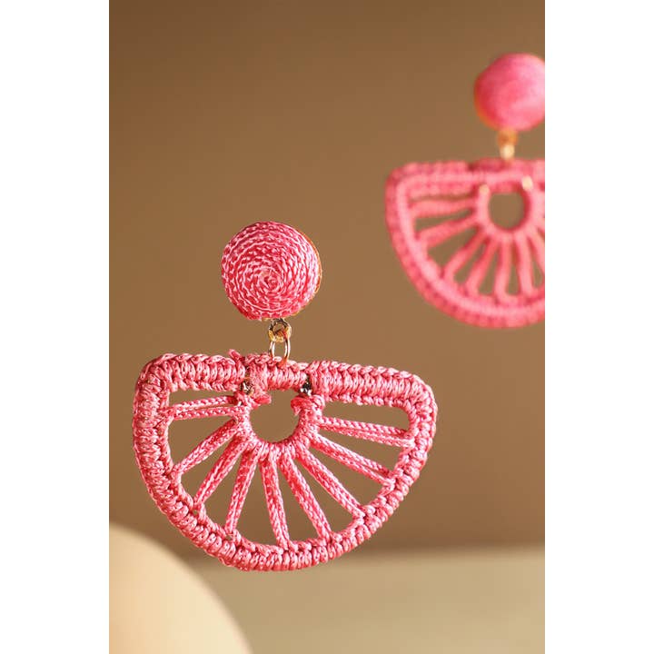 Urbanista - Wholesale Dangle Earrings - Rattan Knitted Half Moon Drop Earring8