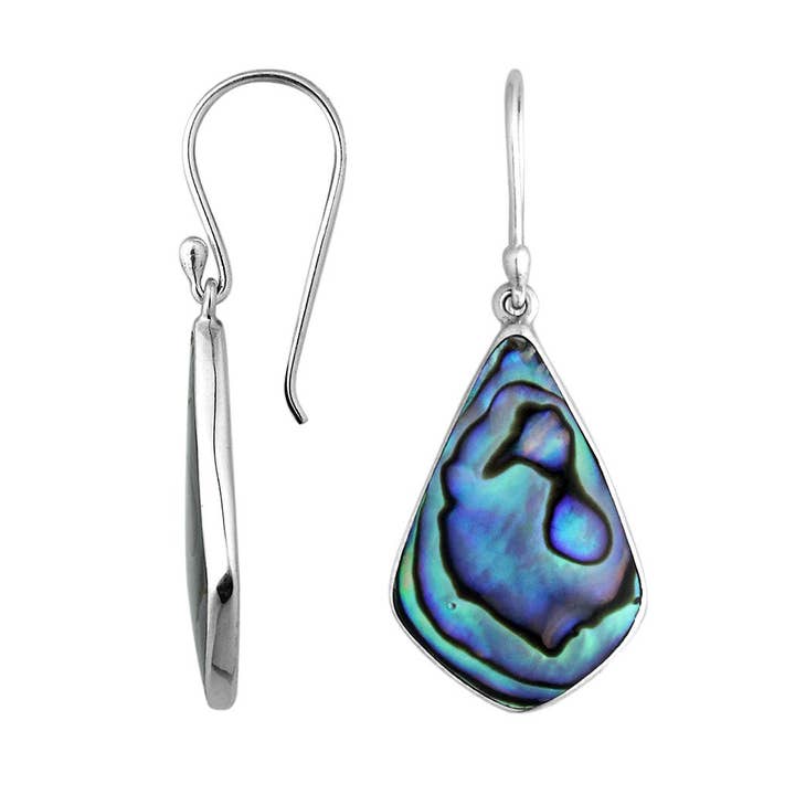 AE-6246-AB Sterling Silver Fancy Shape Earring With Abalone Shell for wholesale by Bali Designs