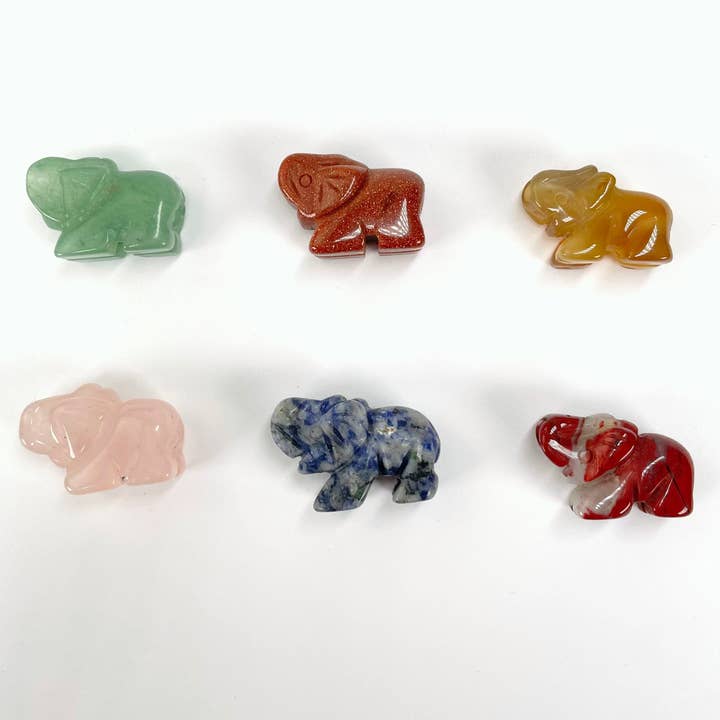 Rock Paradise - Wholesale Spiritual Stone/Crystal - Crystal Gemstone Elephants - Side Drilled - Choose Stone