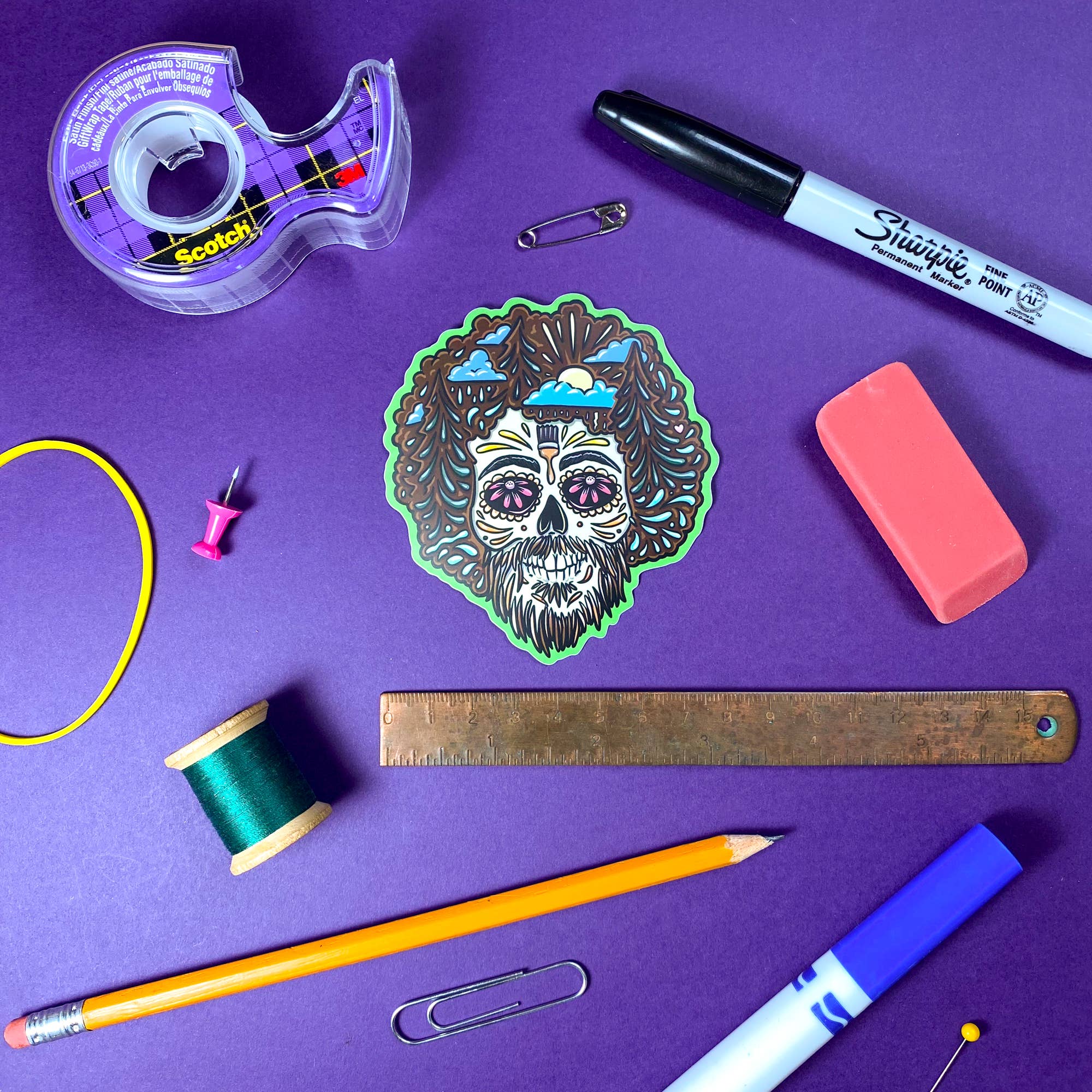 The Paint Sesh - Wholesale Sticker - Bob Ross Sticker | Famous Artist Decal | Day of the Dead3