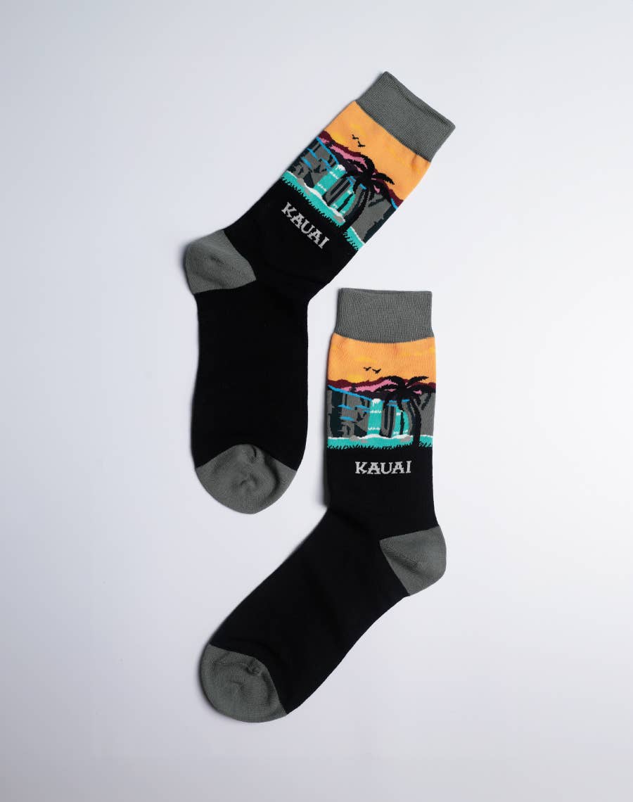 Just Fun Socks - Wholesale Socks - Men's - Men's Kauai Waterfall Crew Socks3