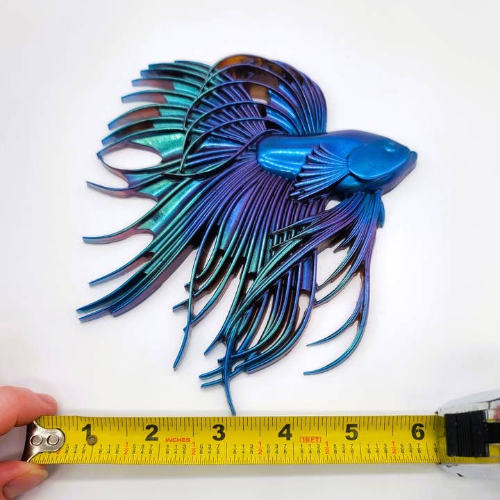 JEMS of the Sea - Wholesale Wall Accent - 6" Resin Betta Fish Wall Art - Holographic Color Shift20