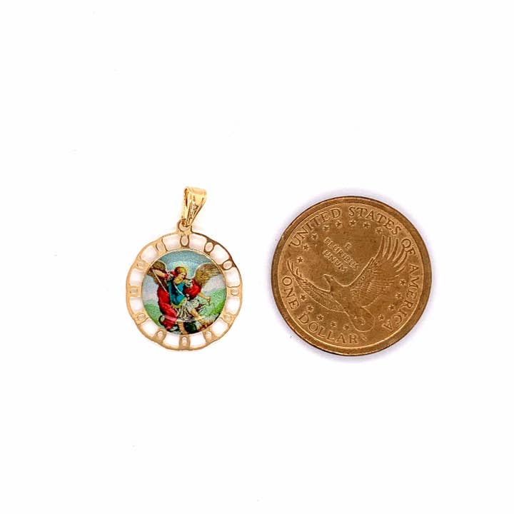 The Bead Bazaar - Wholesale Individual charm/pendant - 18K Gold Filled St Michael Charm, St Michael Medal, Catholic, Medal, Archangel Medal, Religious Medal, Michael Archangel, Saint Michael Medal 53063