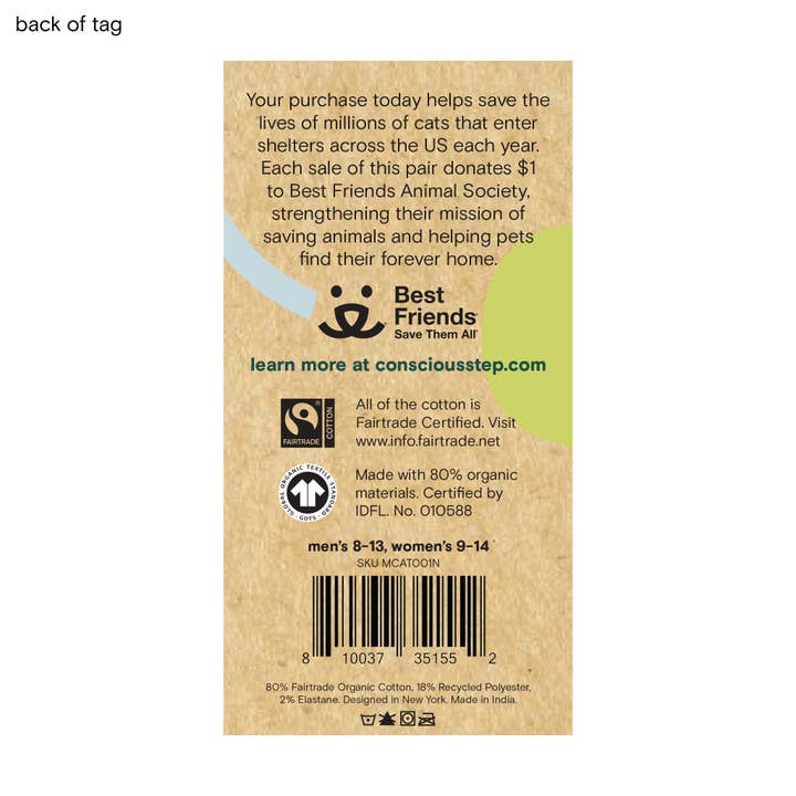 Conscious Step - Wholesale Socks - Unisex - Socks that Save Cats (Gray Cats)