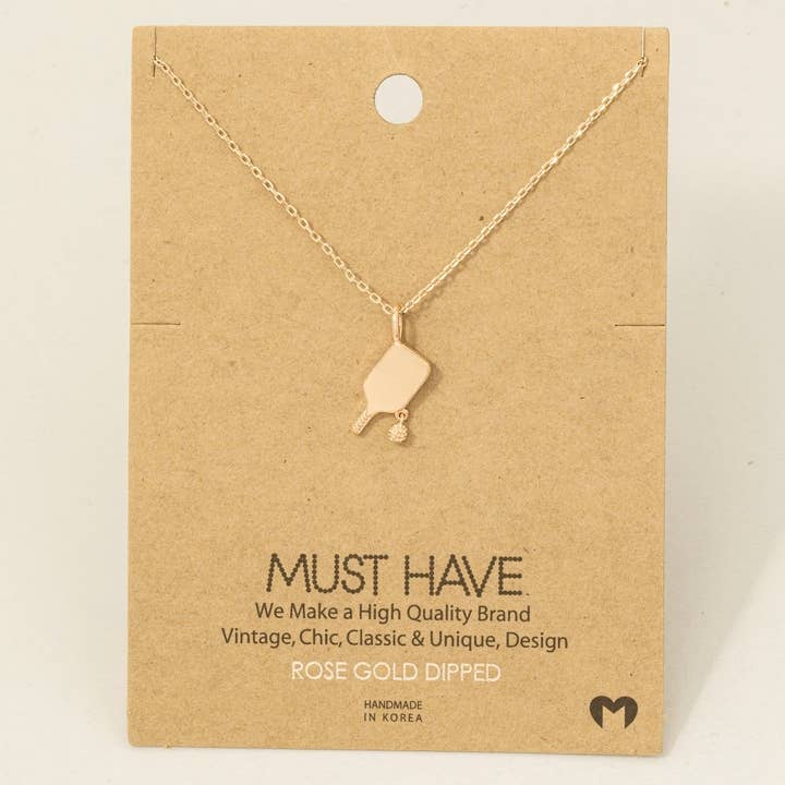 Fame Accessories - Wholesale Pendant/Charm Necklace - Gold Dipped Pickle Ball Pendant Necklace4