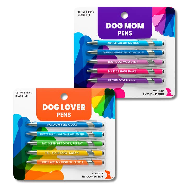 Dog-Themed Stylus Pen Set: 1 pc. Dog Lover & 1 pc. Dog Mom for wholesale by Rubyloo