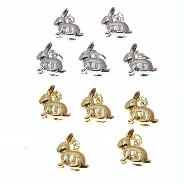 Charms de Coelho de Ouro/Prata CPG-CPS1505 por atacado de Jewel Pledge