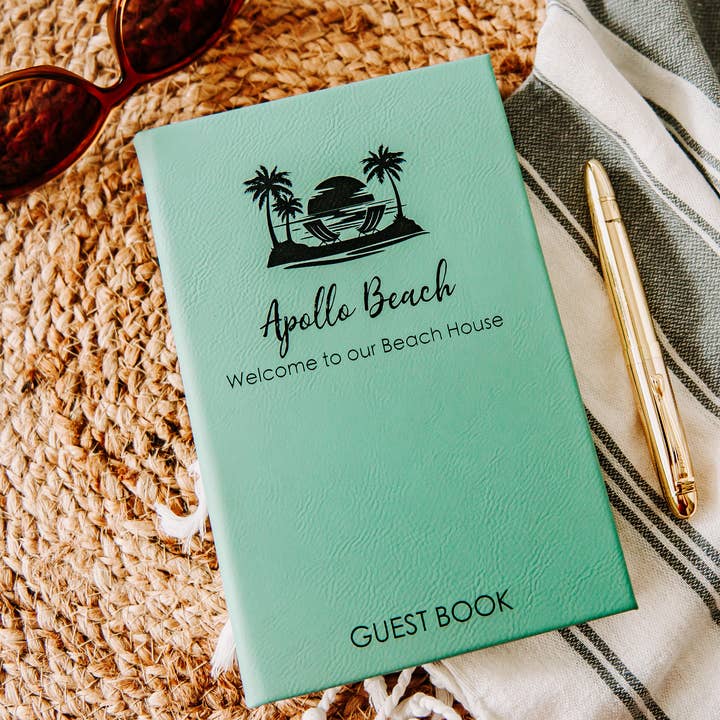 Custom Beach House Guest Book Journal - Vacation Home for wholesale by The Lillie Pad