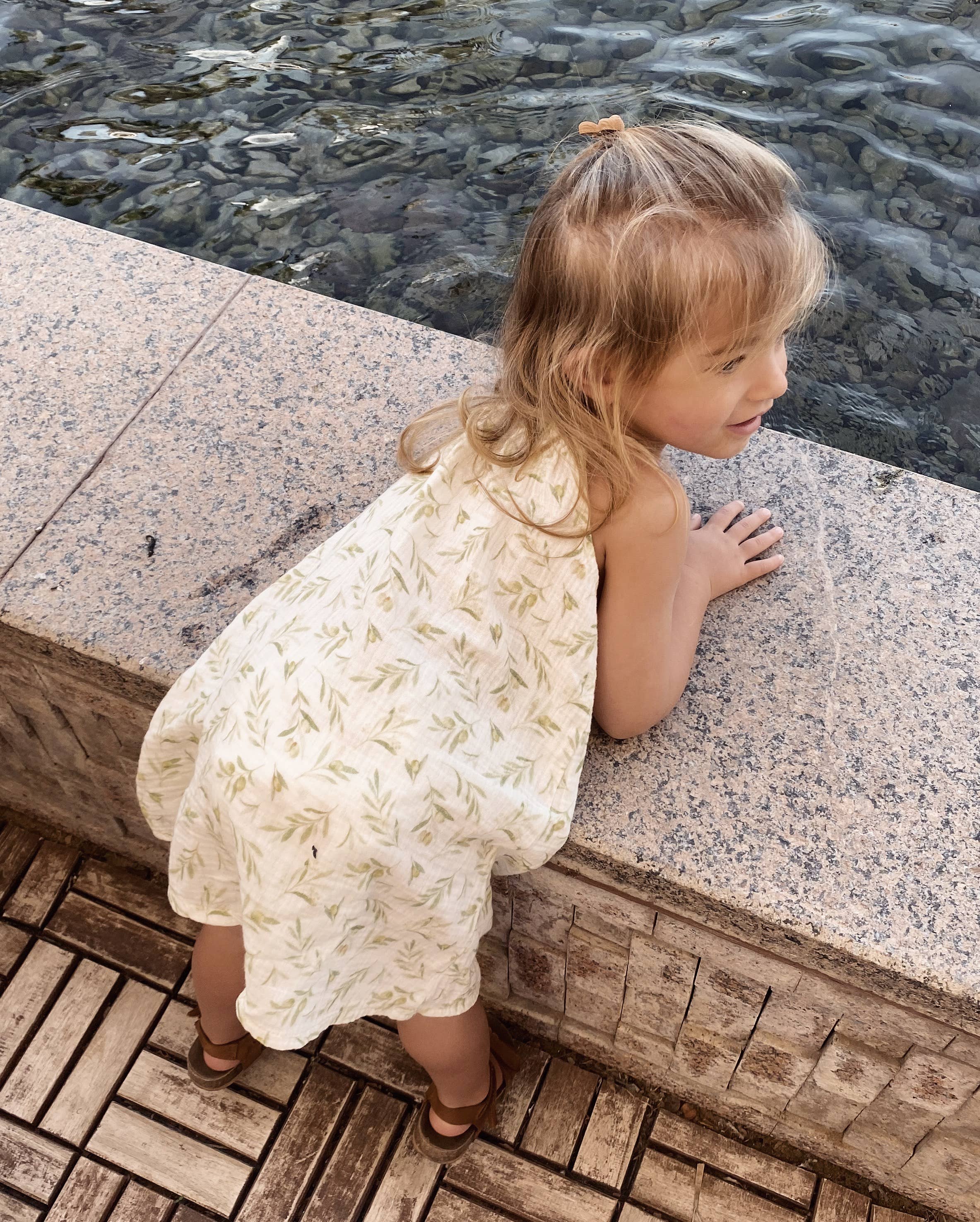 Eli & Nev (we cover U.S. import duties) - Wholesale Dress - Baby - Baby / Kids Summer Olive Pattern Dress 100% Cotton Muslin5