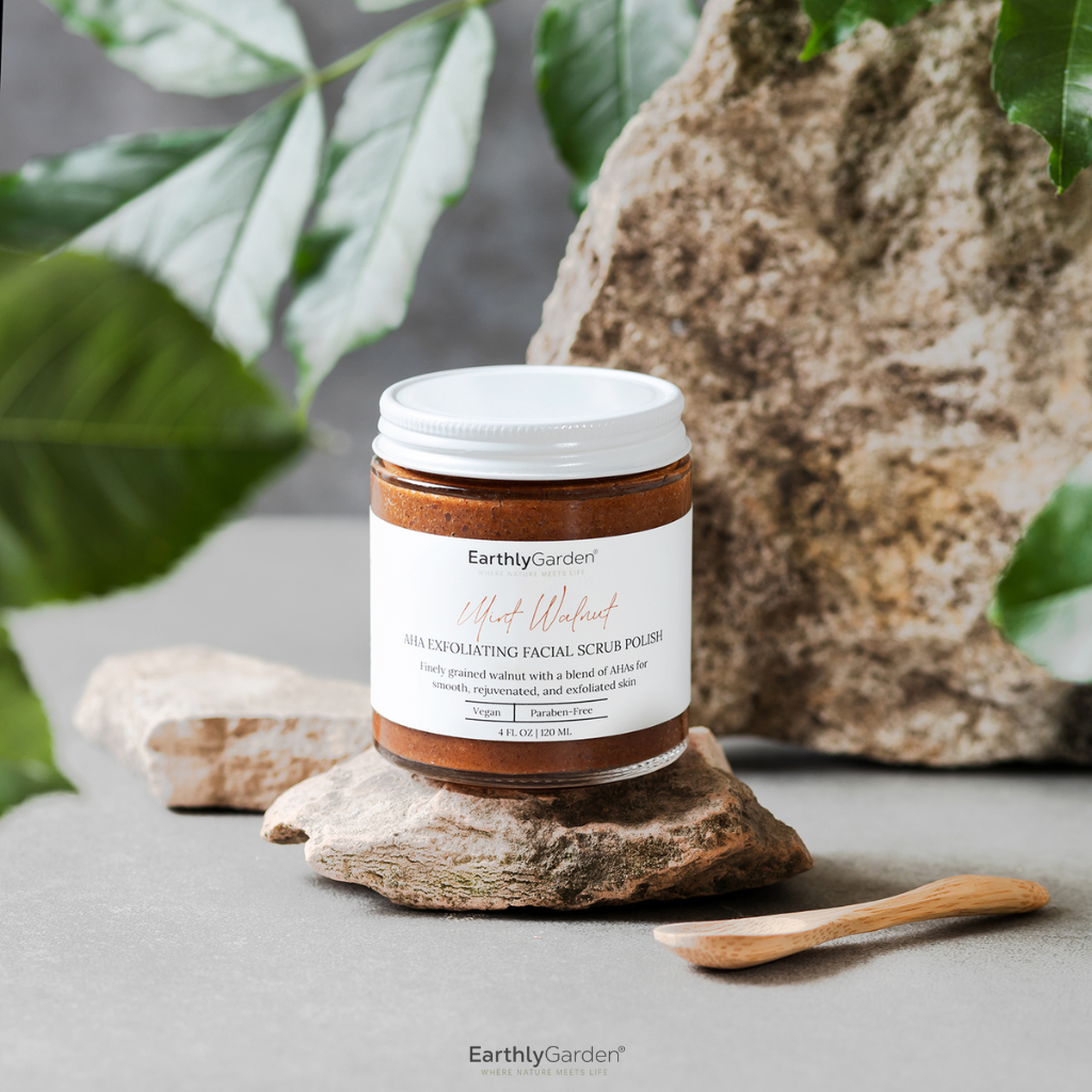 Earthly Garden® - Wholesale Facial Exfoliant/Scrub - Mint Walnut Exfoliating Face Scrub with AHA3