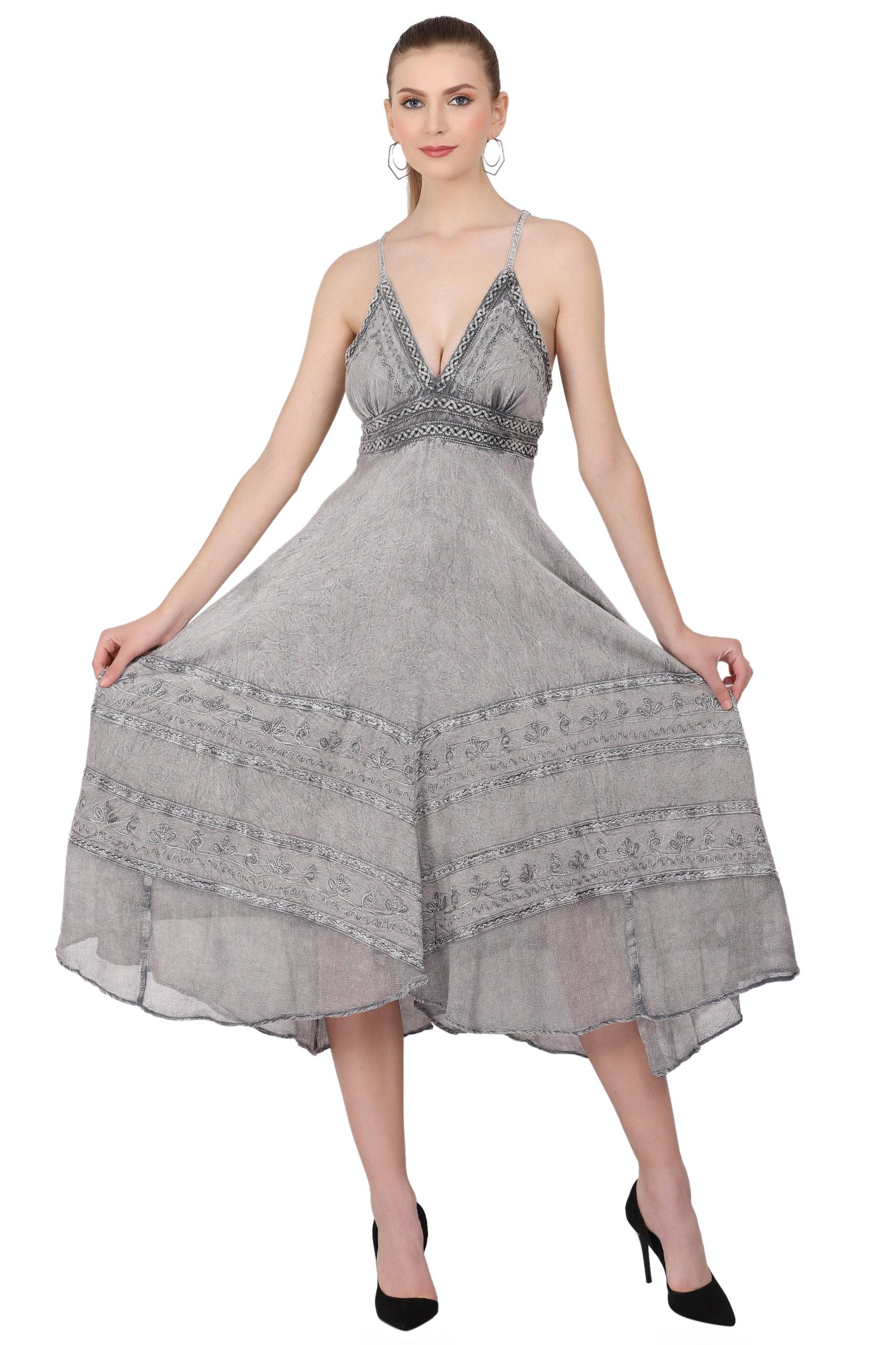 Advance Apparels - Wholesale Dress - Women's - Back Tie Acid Wash Dress (S/M-1X/2X) 4 Colors ADL-3033322