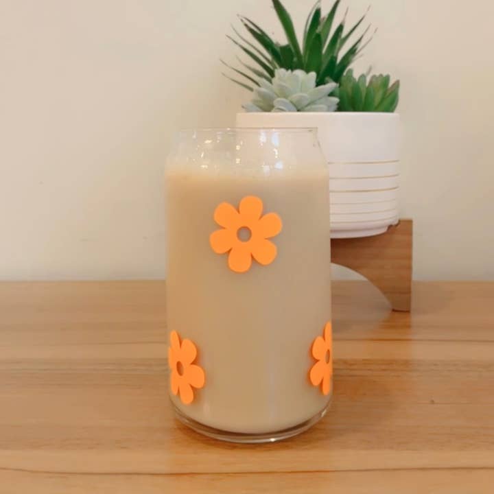 Pink pretty designs - Wholesale Drinking glass/cup - Retro flower can glass2