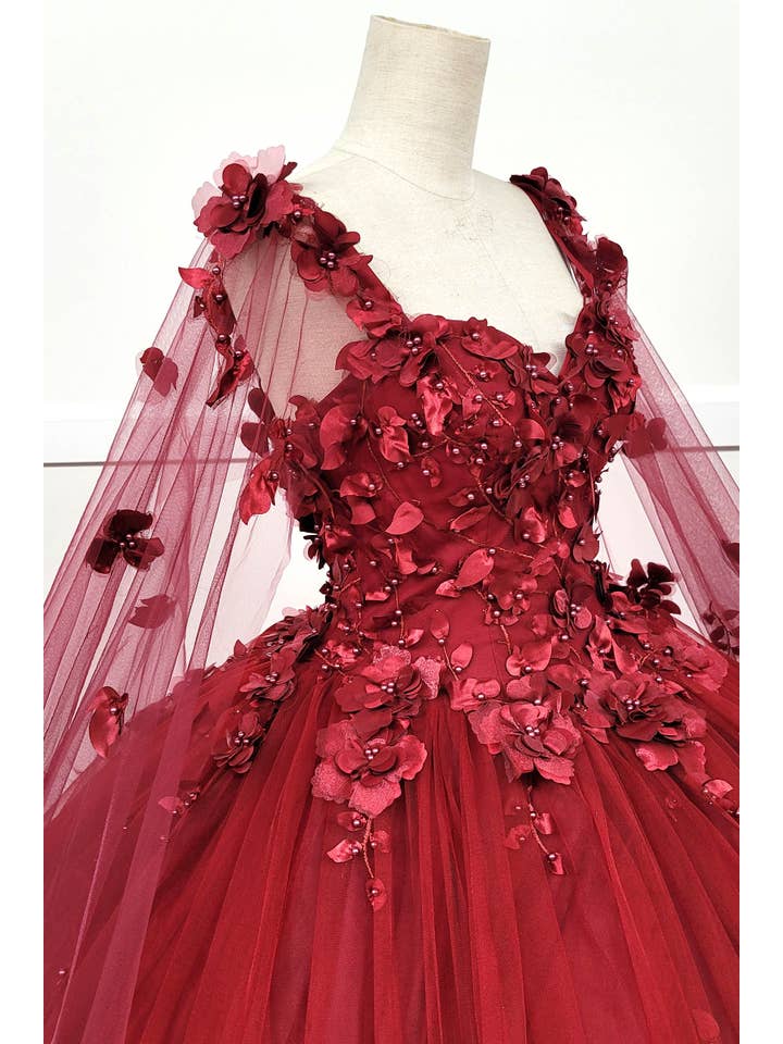 Chicas - Venta al por mayor Vestido de fiesta - Mujer - Vestido de Quinceañera con Flores y Capa Dividida CHF30184