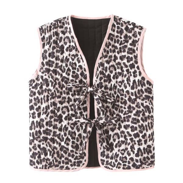 Miss Sparkling - Wholesale Outerwear Vest - Women's - Reversible Printed & Striped Cotton Puffer Vest3