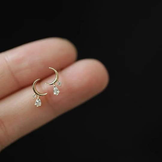 happyzzzsu - Wholesale Dangle Earrings - Sterling Silver Moon Earrings