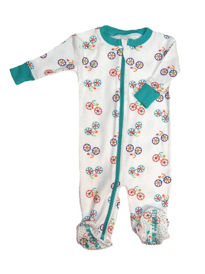 Organic Double Zip Footie - Bicycles for wholesale by New Jammies