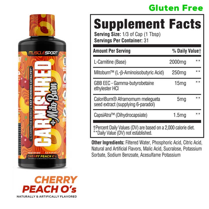 MuscleSport - Vente Supplément oral/vitamine - Liquide CarnishRed® + Mitoburn® 16 oz - Aide au métabolisme sans stimulation, - Catalyseur d'entraînement8