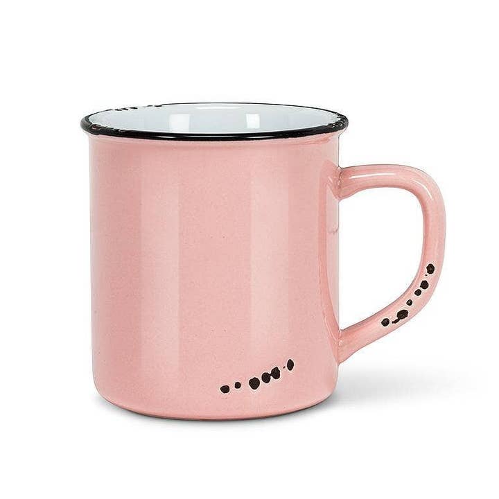 Abbott Collection - Wholesale Coffee Mug - Enamel Look Mug-Pnk-4"H(14oz)-1036