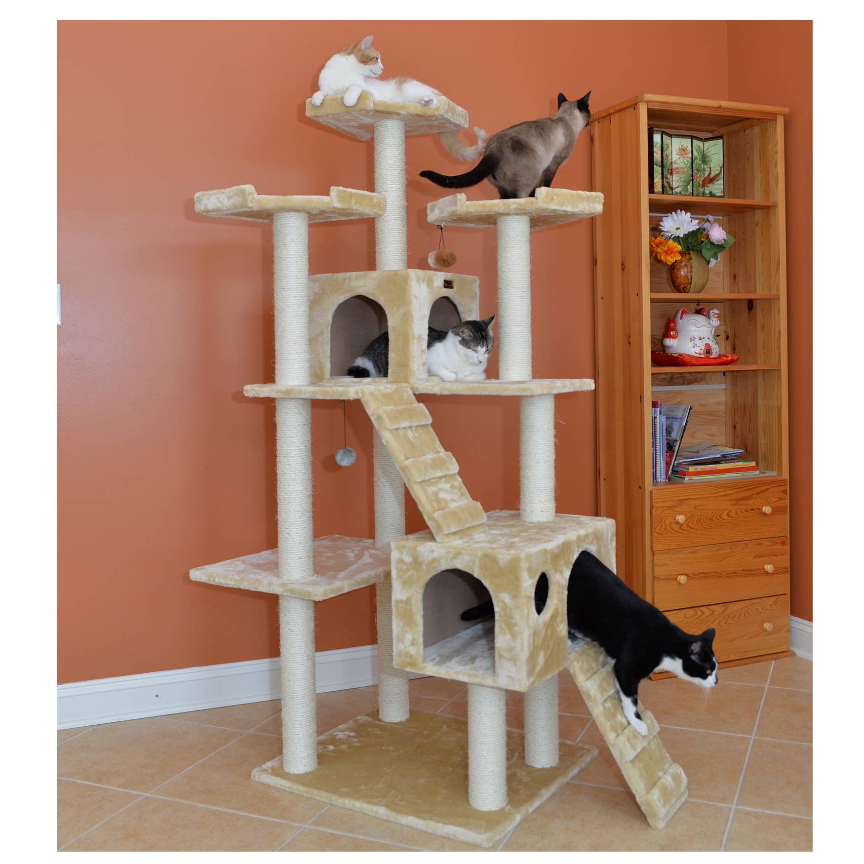 Armarkat - Wholesale Pet Scratcher - Cat - Real Wood 74" Multi-Level Cat Tree Large Cat Play Furniture12