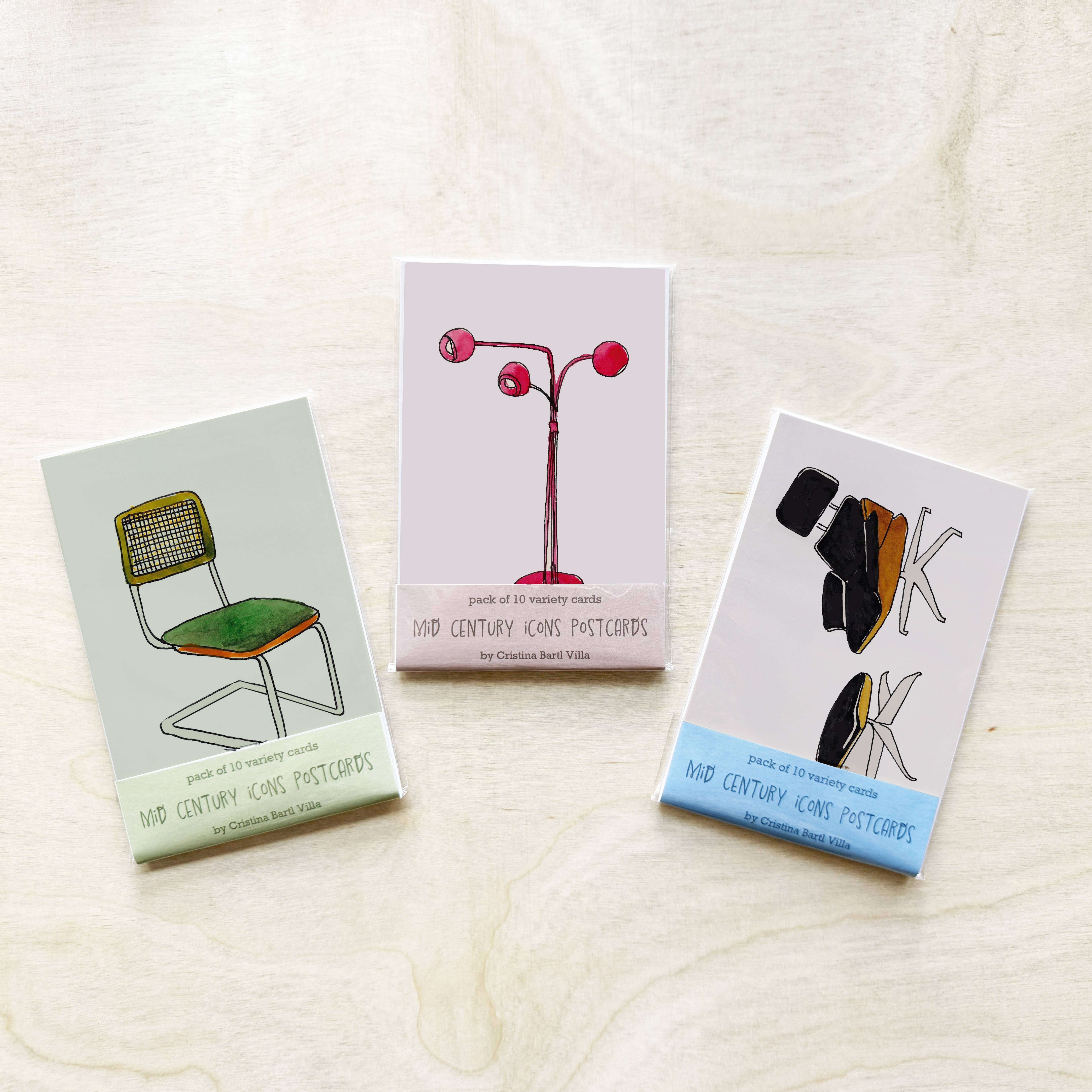 Honora Papers - Wholesale Postcard Set - Pack of 10 Postcards of Midcentuy-Modern Furniture Icons4