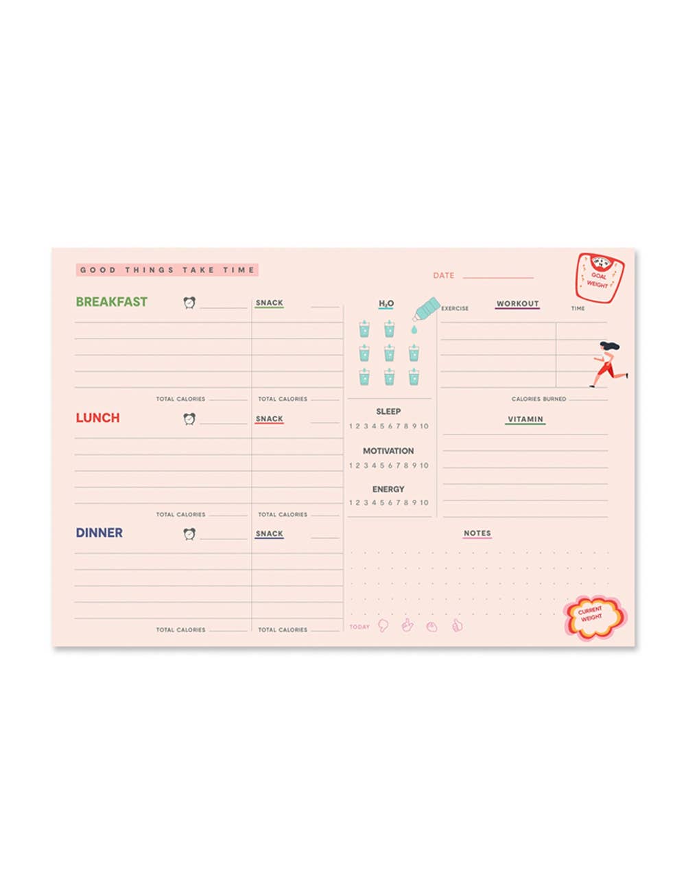 fabooks - Wholesale Journal/Diary - Good Things Take Time Undated Food & Fitness Journal A40