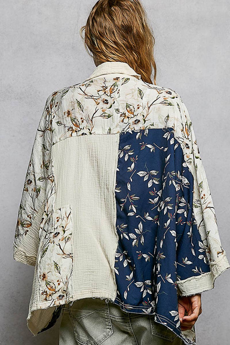 Pol Clothing - Wholesale Button Down Shirt - Women's - 3/4 sleeve roomy fit floral printed shirt top16