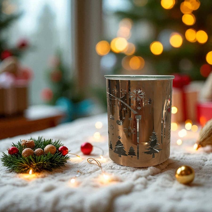 Zen'Arôme - Vendita all'ingrosso Scaldaolio - Brucia-profumo in metallo ramato – Arco di Natale laser7