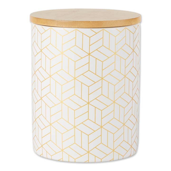 Welcome Home Unbeatable Deals - Wholesale Canister Set - White And Gold Mi x ed Print Ceramic Canister Set of 3